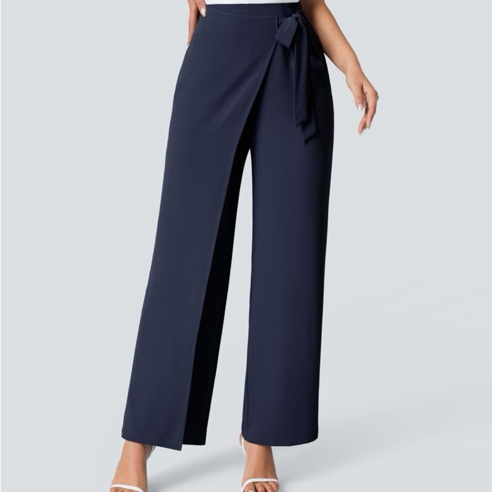 Halara Flex™ High Waisted Tie Side Wide Leg Work Pants Size Small - Picture 4 of 6